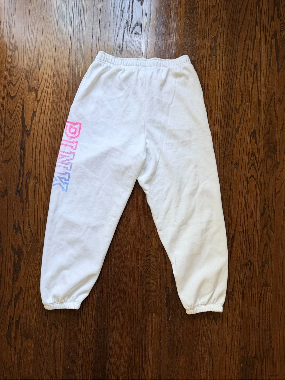 PINK Victoria's Secret White Fleece Joggers with Drawstring